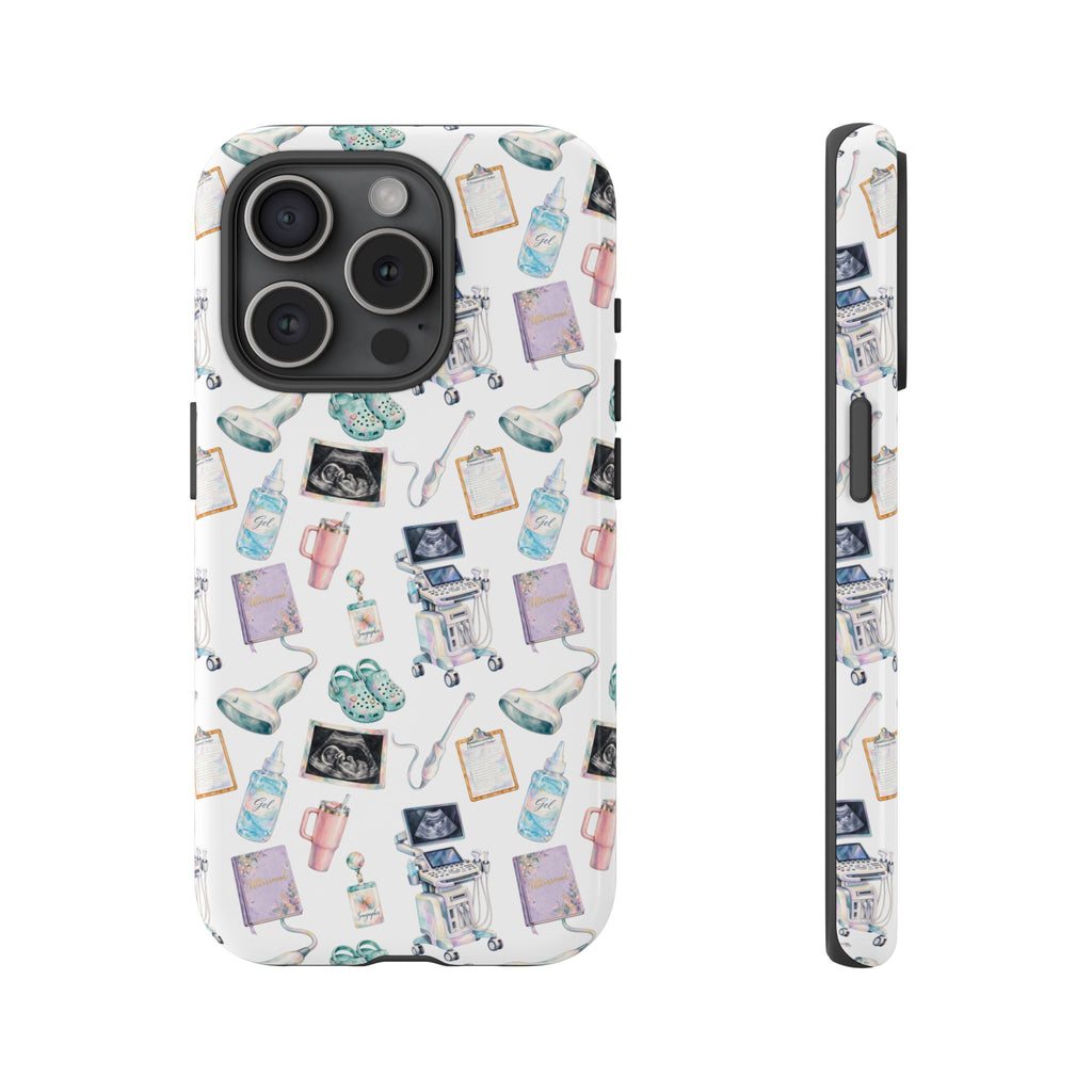 Watercolor Ultrasound Tech White iPhone Case — iPhone 11-17