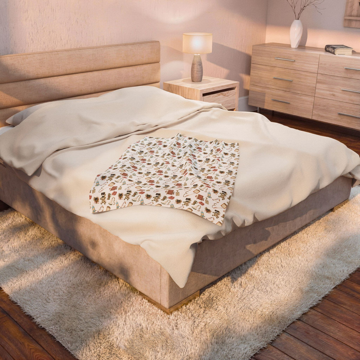 Flore Cottage Core Ultrasound Pattern Velveteen Plush Blanket