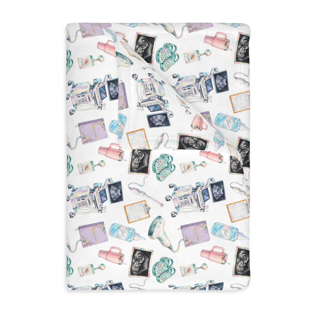 Watercolor Ultrasound Tech Blanket - Printed on Both Sides