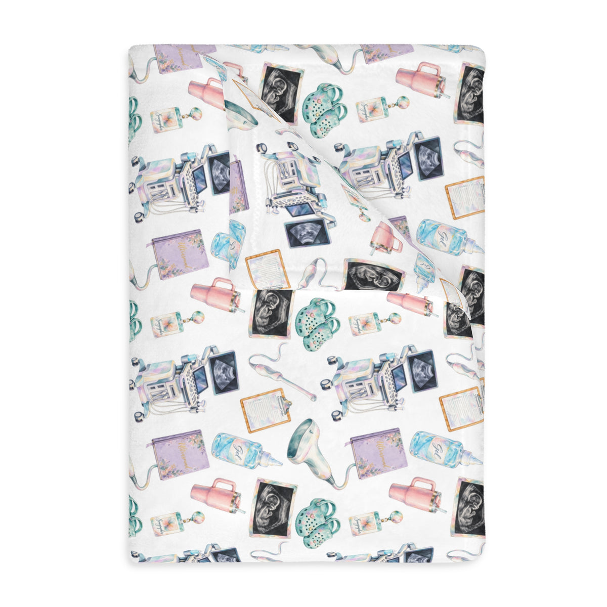 Watercolor Ultrasound Tech Blanket - Printed on Both Sides