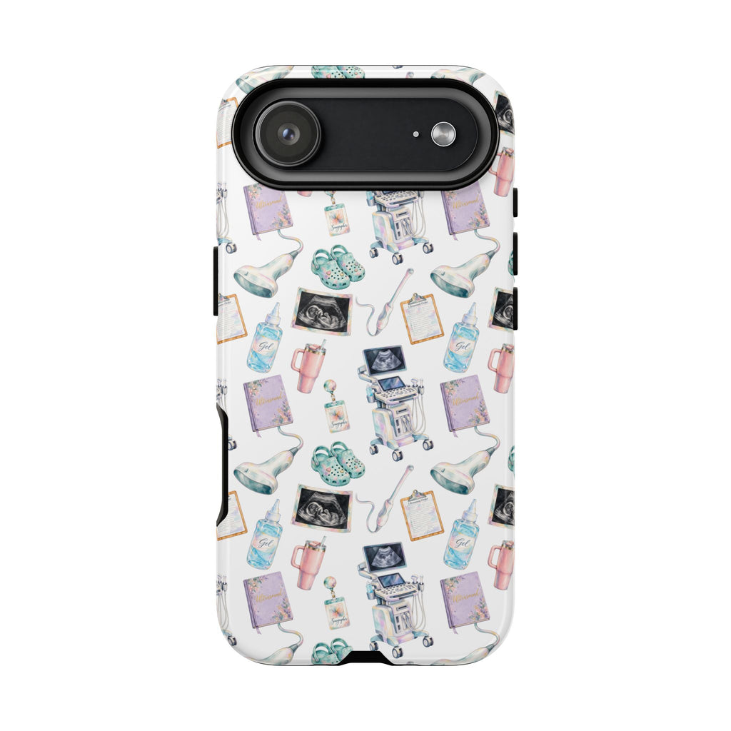 Watercolor Ultrasound Tech White iPhone Case — iPhone 11-17
