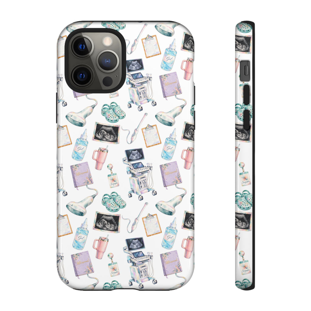 Watercolor Ultrasound Tech White iPhone Case — iPhone 11-17