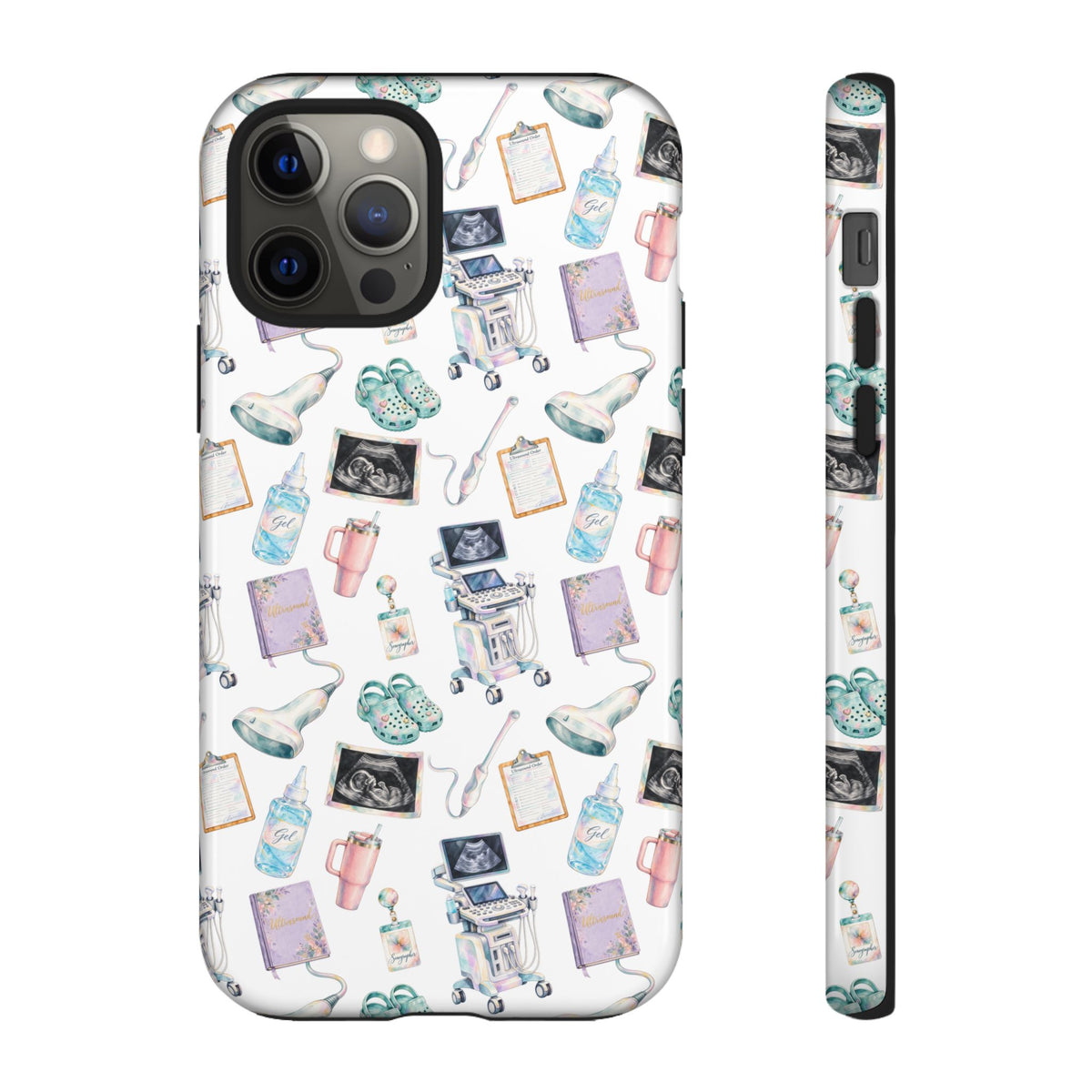 Watercolor Ultrasound Tech White iPhone Case — iPhone 11-17