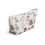 White Floral Ultrasound Tech Accessory Pouch - The tapered T-bottom