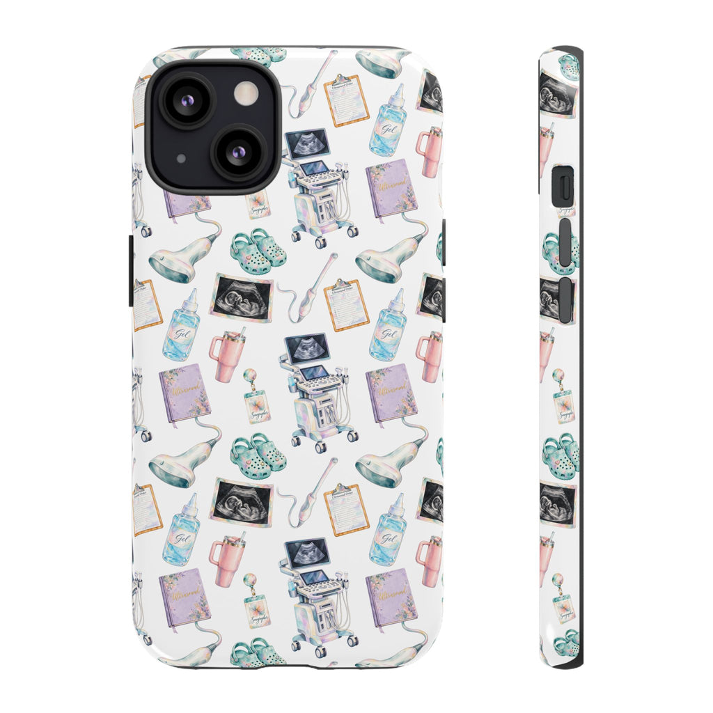 Watercolor Ultrasound Tech White iPhone Case — iPhone 11-17