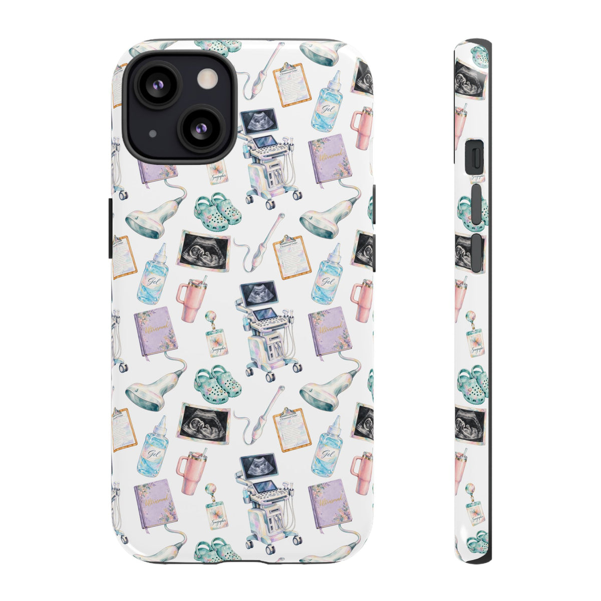 Watercolor Ultrasound Tech White iPhone Case — iPhone 11-17