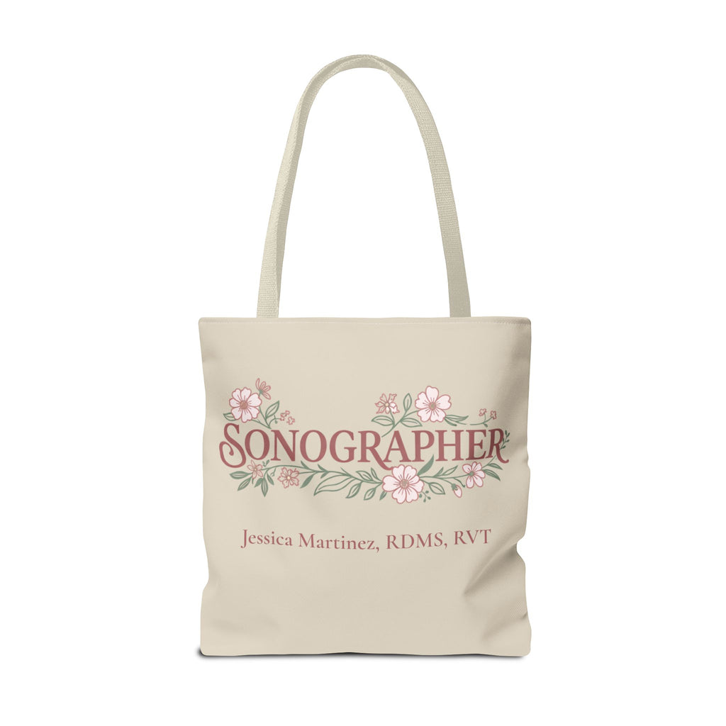 Personalized Pastel Floral Sonographer Tote Bag