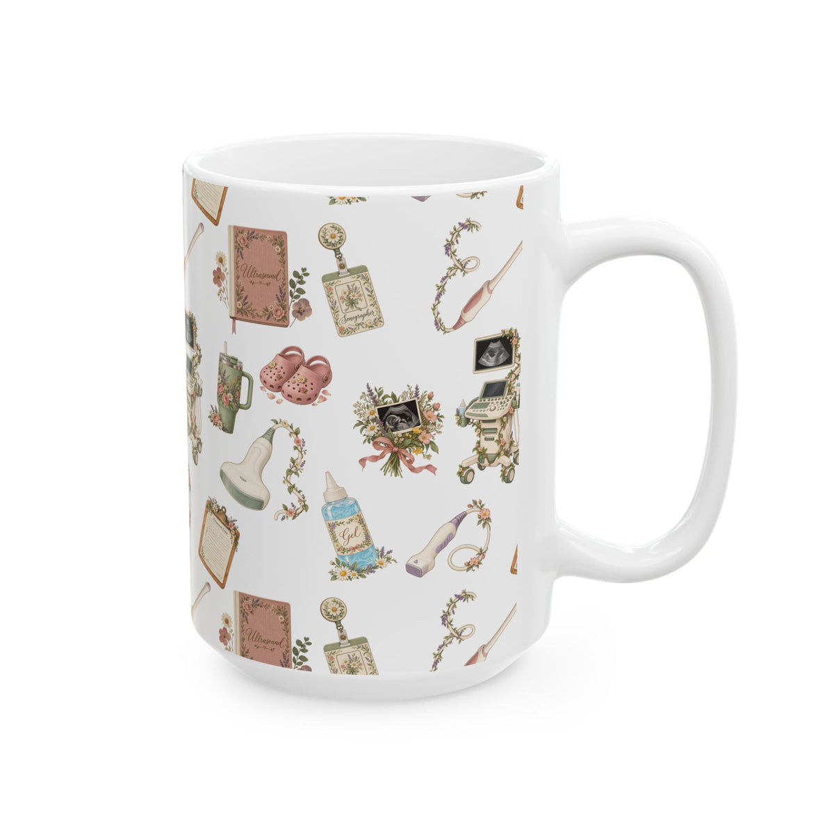 Floral Ultrasound Tech Ceramic Coffee Cup