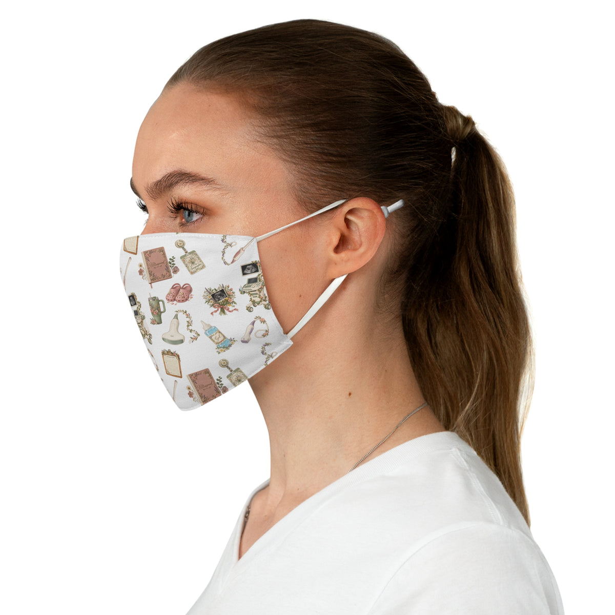 Floral Ultrasound Tech Fabric Face Mask
