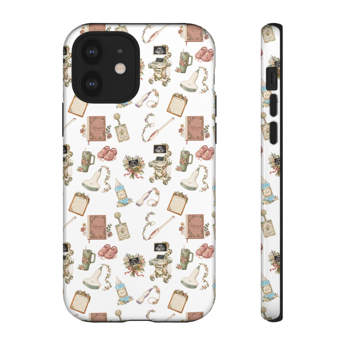 White Floral Ultrasound Tech iPhone Case — iPhone 11-17