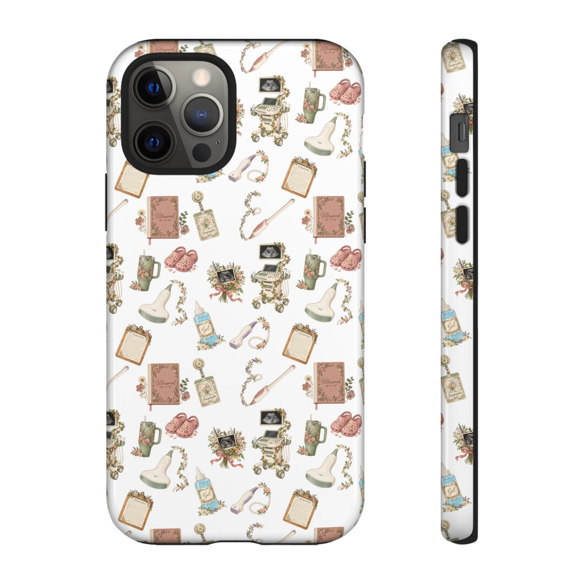 White Floral Ultrasound Tech iPhone Case — iPhone 11-17