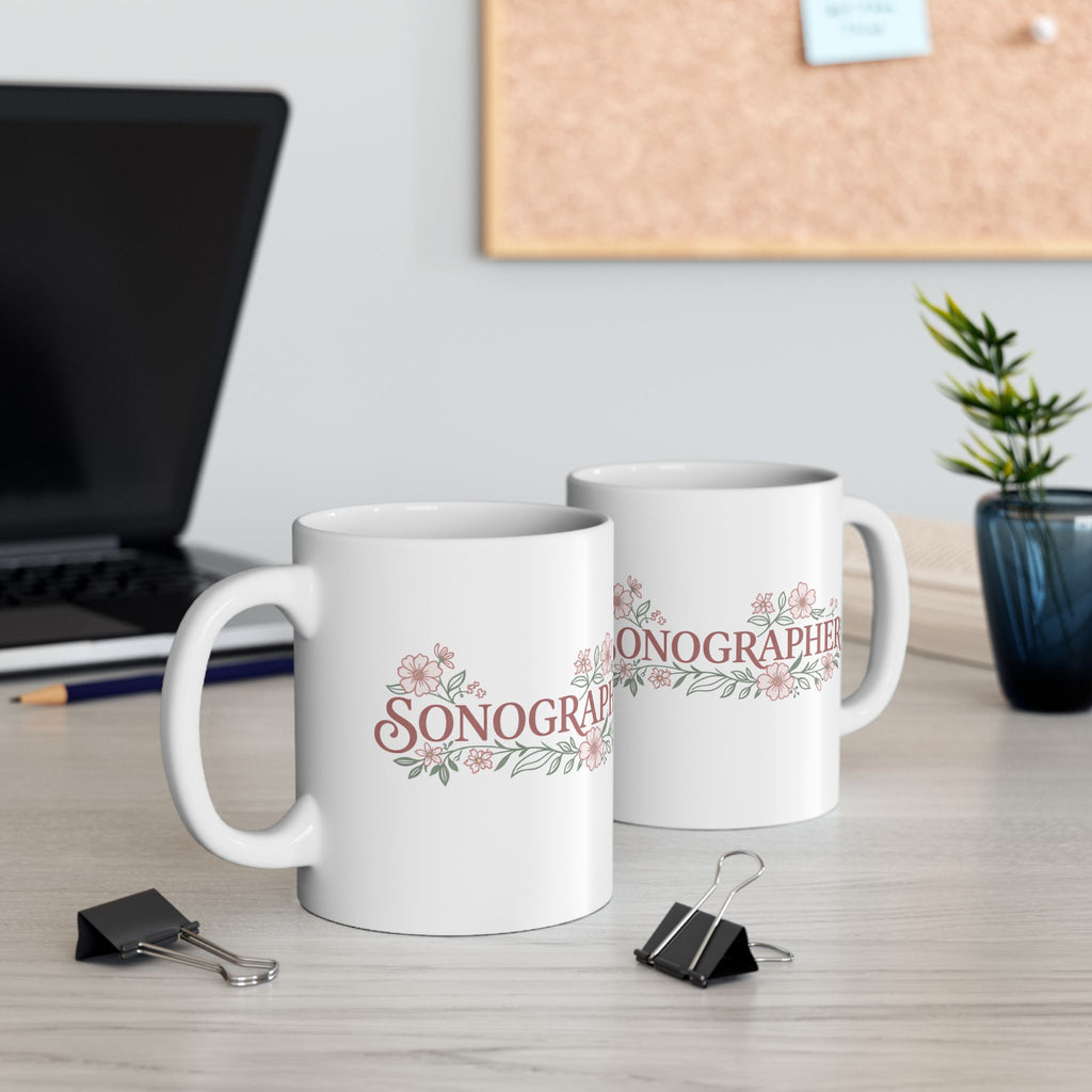 Pastel Floral Sonographer - Coffee Cup
