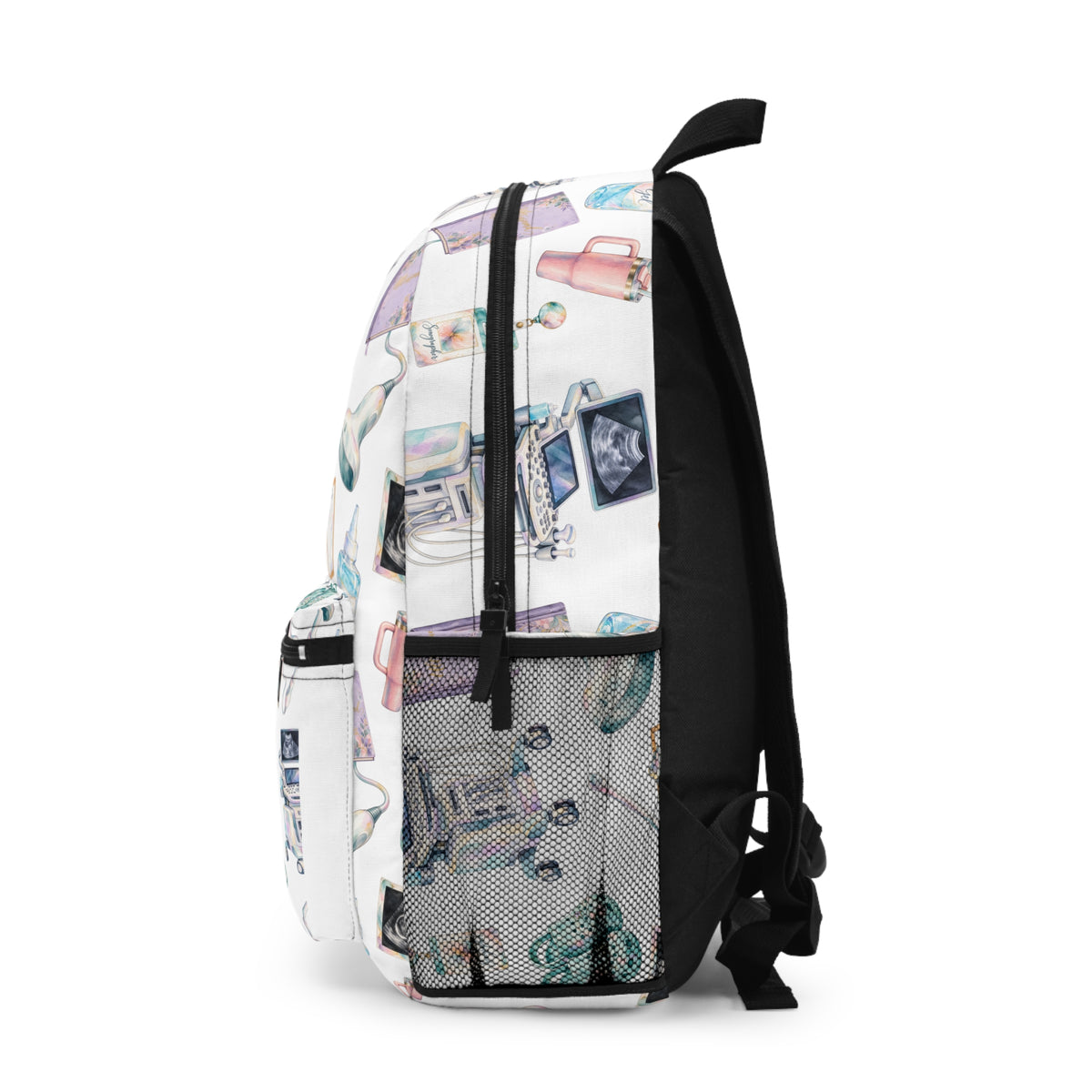 White Watercolor Ultrasound Tech Backpack