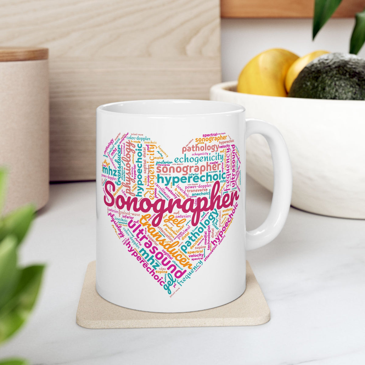 Vibrant Sonographer Heart - Coffee Cup