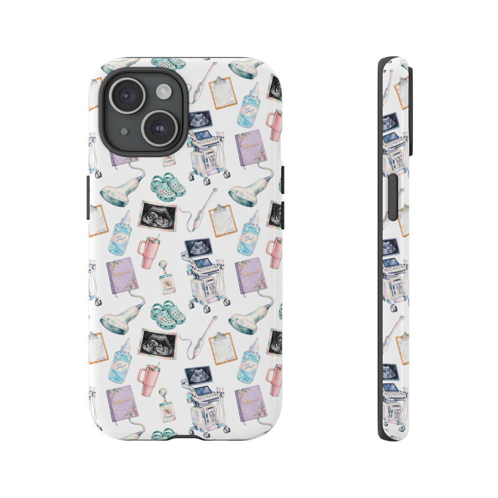 Watercolor Ultrasound Tech White iPhone Case — iPhone 11-17