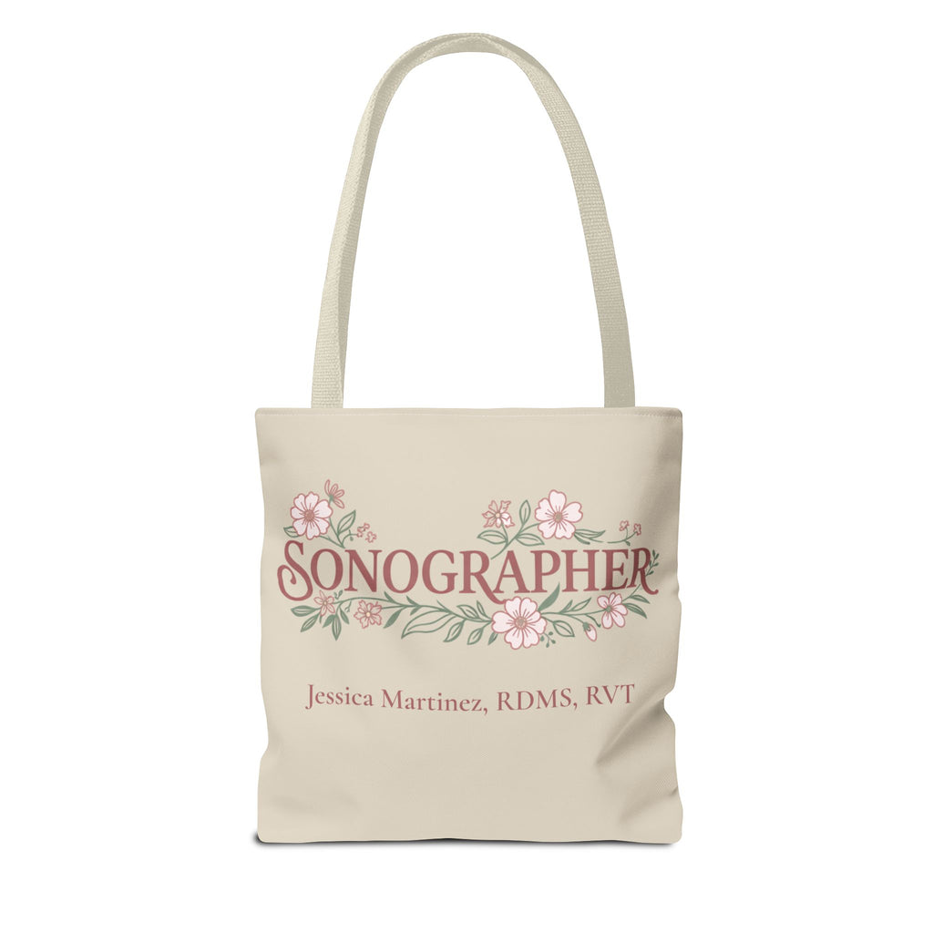 Personalized Pastel Floral Sonographer Tote Bag