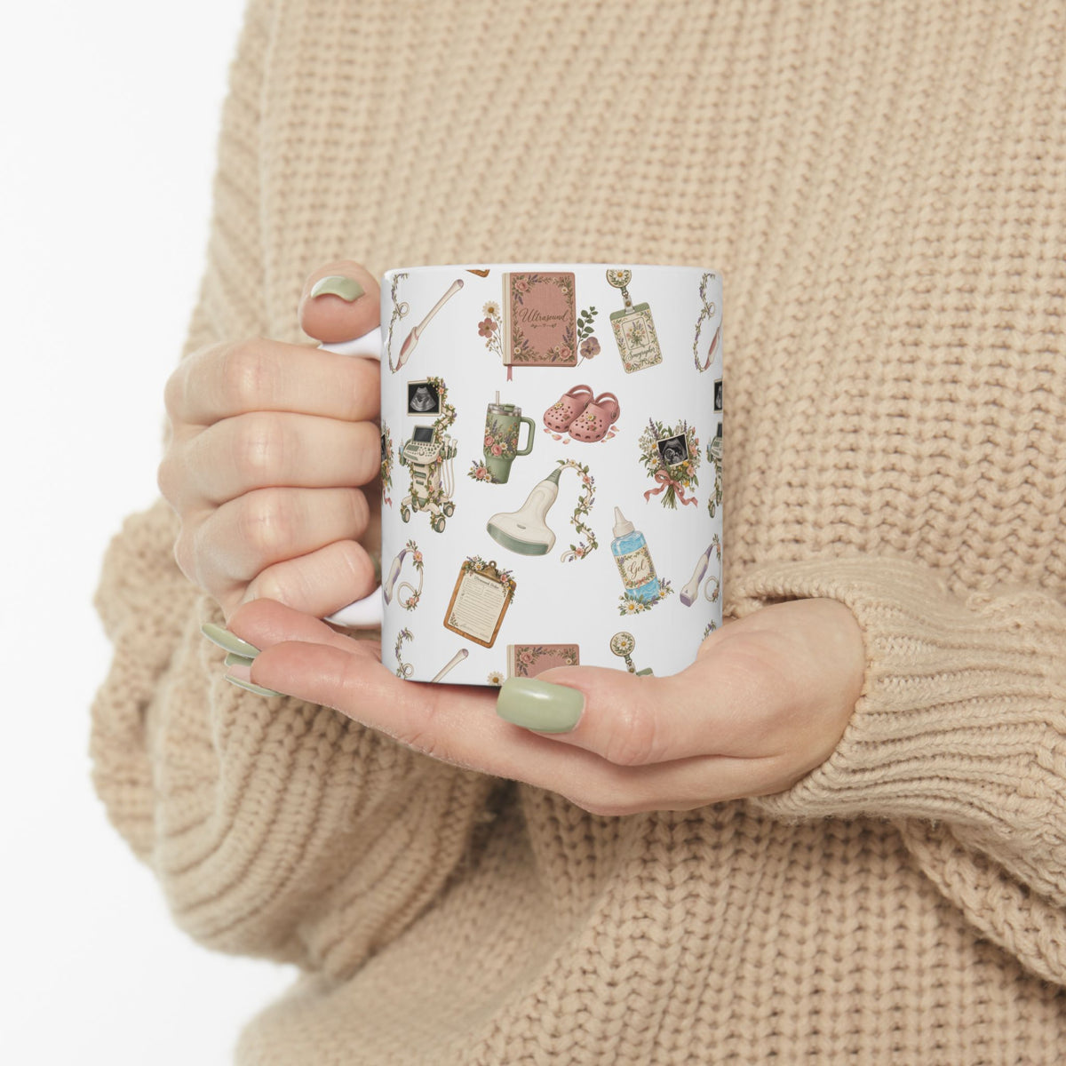 Floral Ultrasound Tech Ceramic Coffee Cup