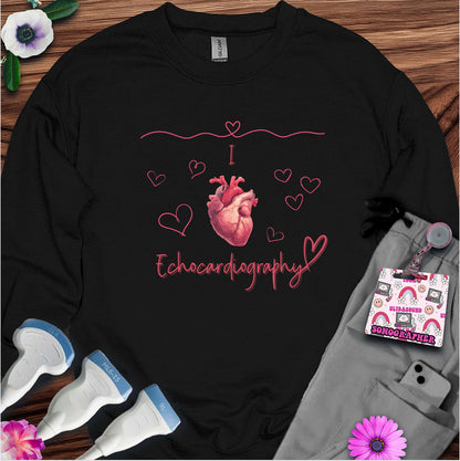 I Heart Echocardiography Sweatshirt — Ultrasound Tech Valentine's Day Sweatshirt