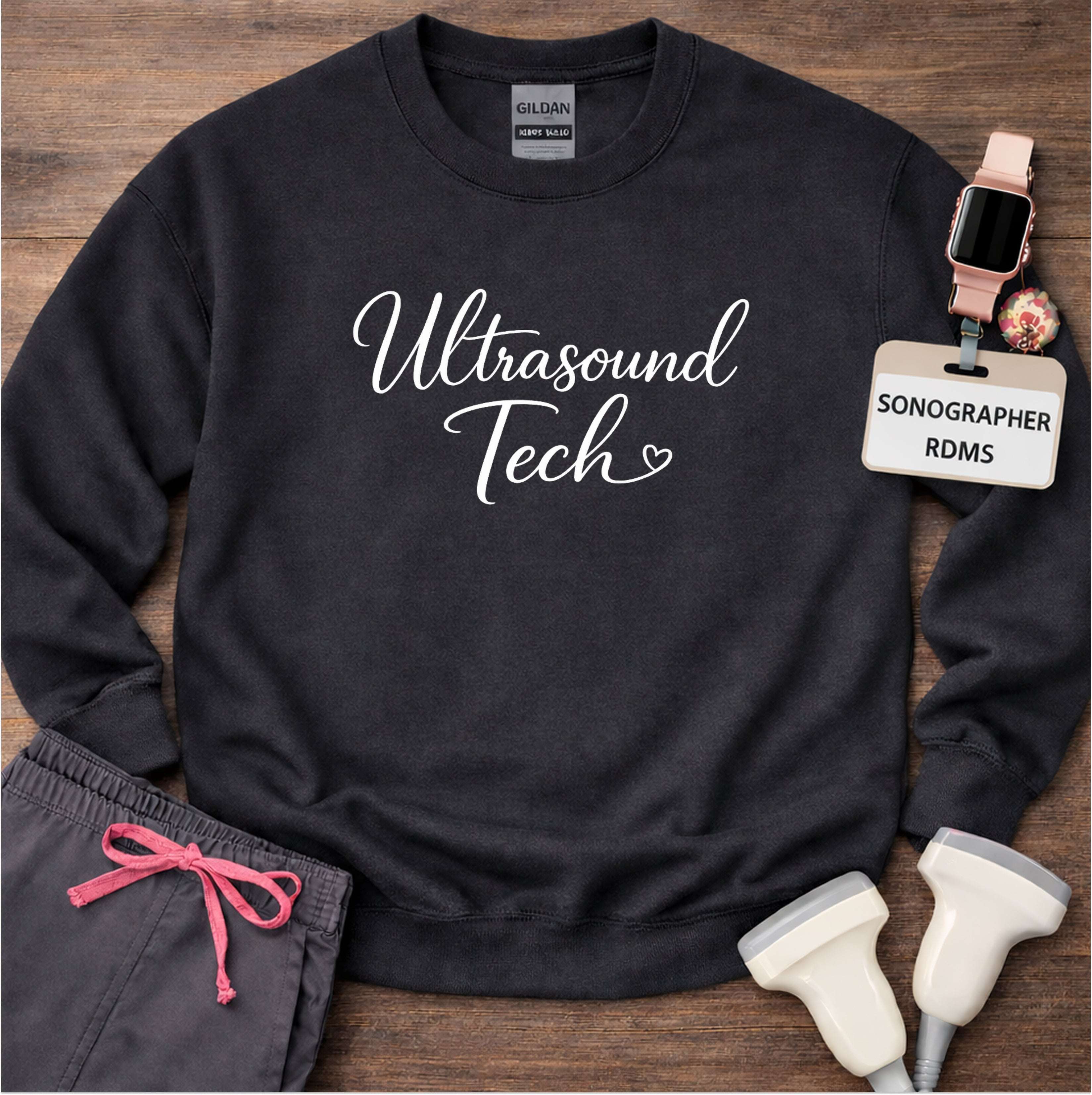 US Tech Elegant Script Heart Sweatshirt