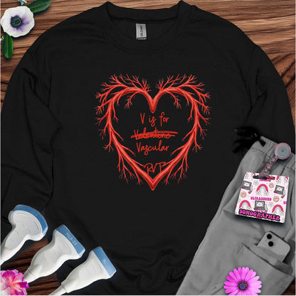 V is for Vascular (Not Valentine) Sonography Sweatshirt — Ultrasound Tech Valentine's Day Sweatshirt