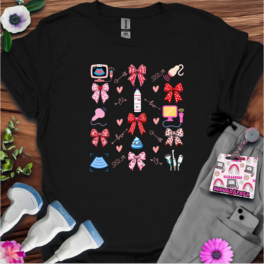 Valentine Pattern Sonography T-Shirt — Ultrasound Tech Valentine's Day Tee