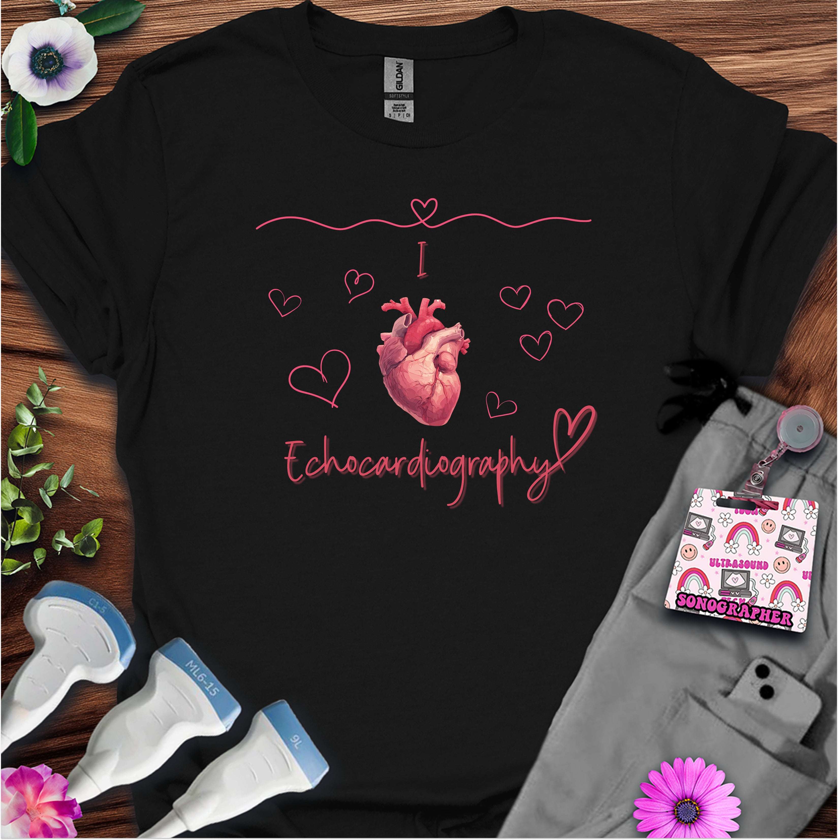 I Heart Echocardiography T-Shirt — Ultrasound Tech Valentine's Day Tee