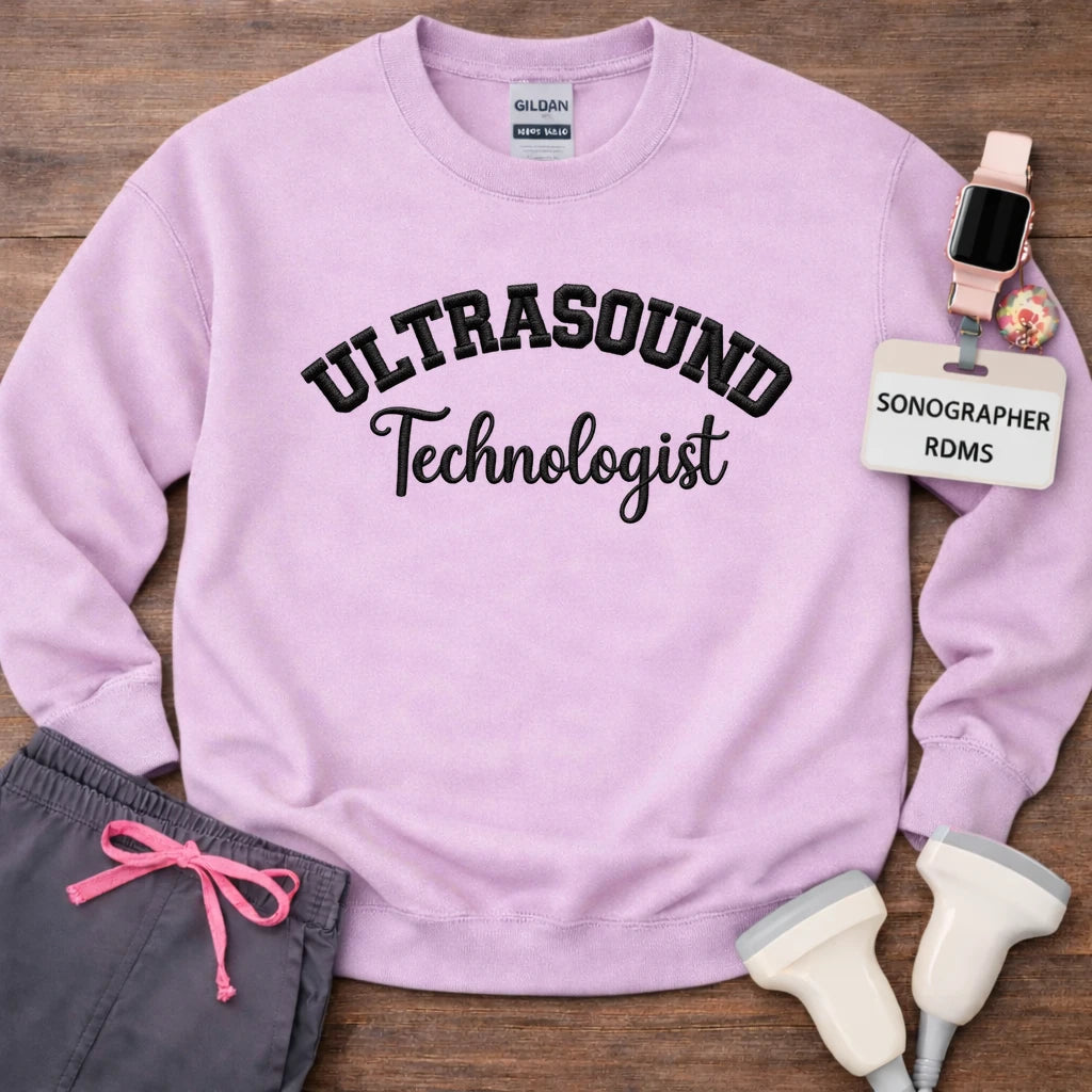 Black Stitch Embroidered Ultrasound Technologist Crewneck Sweatshirt