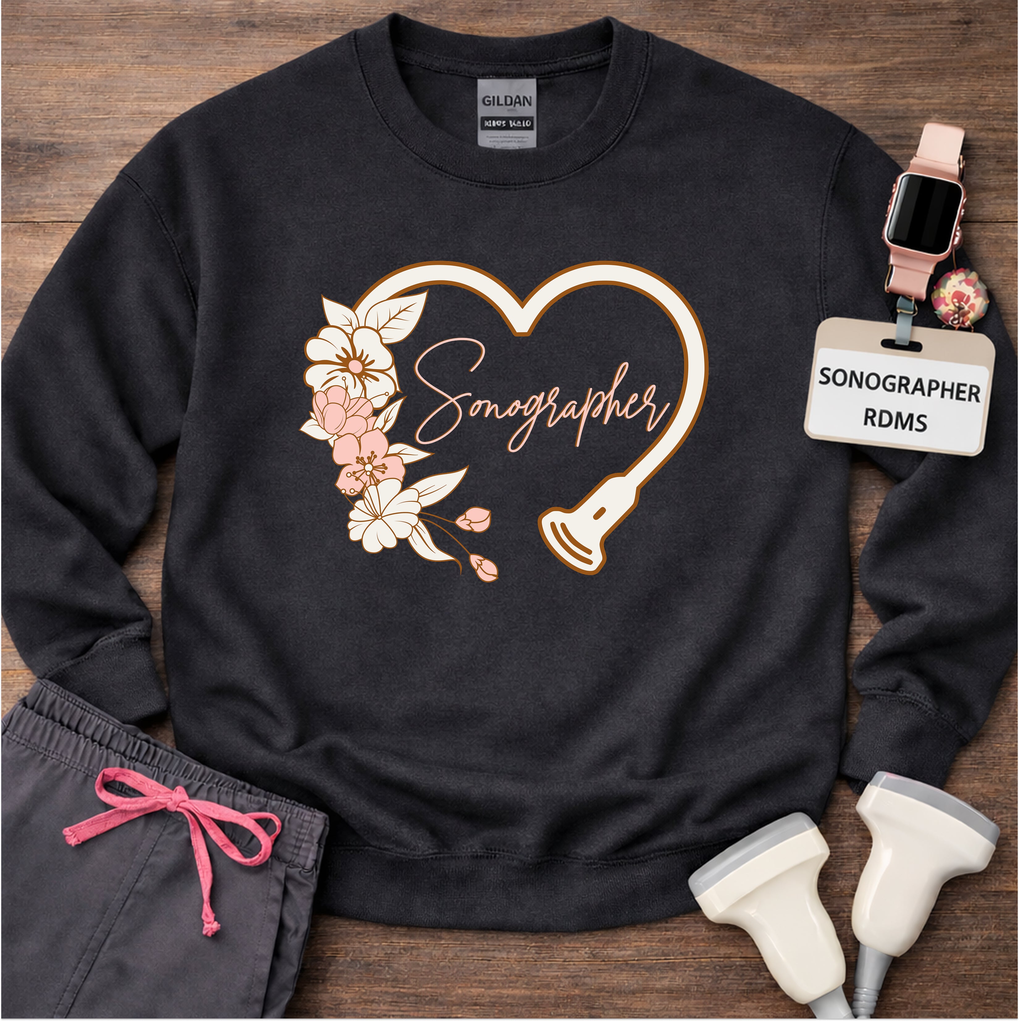 "Floral Sonographer Heart" Sweatshirt