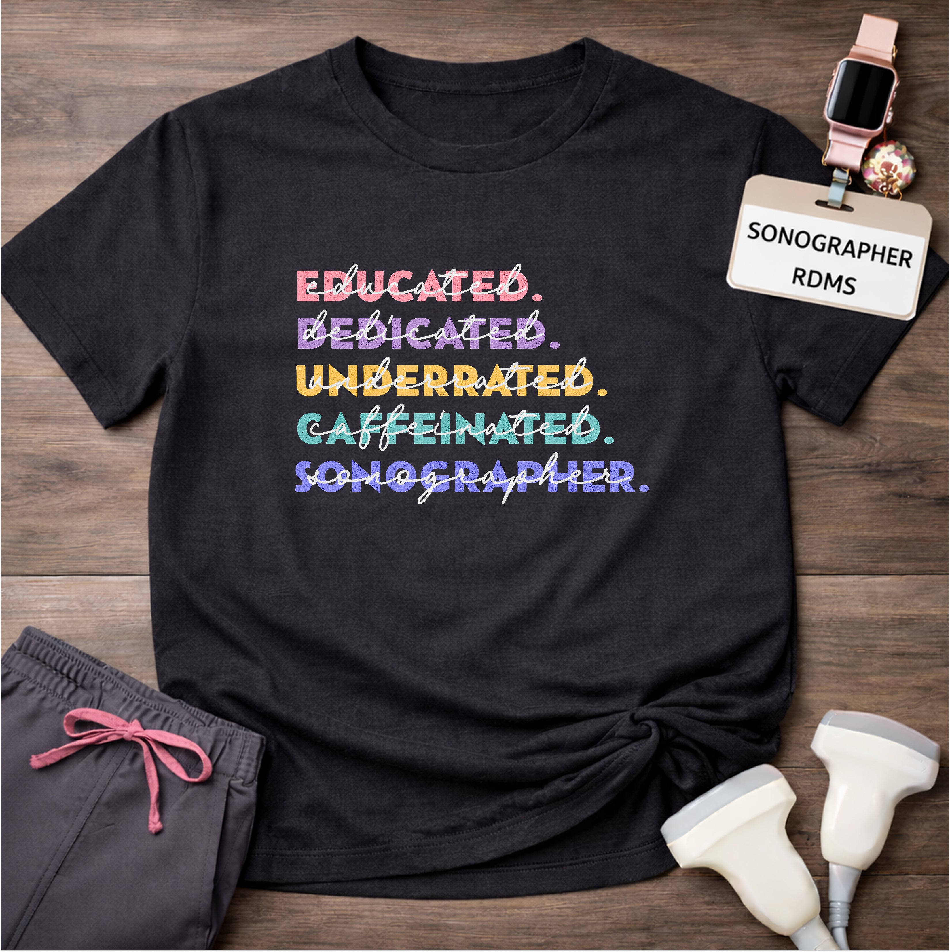 "Educated, Dedicated, Sonographer" T-Shirt