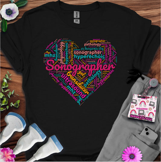 "Vibrant Sonographer Heart"  T-Shirt