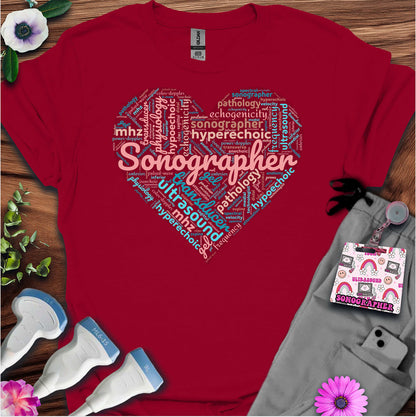 "Pastel Sonographer Heart"  T-Shirt