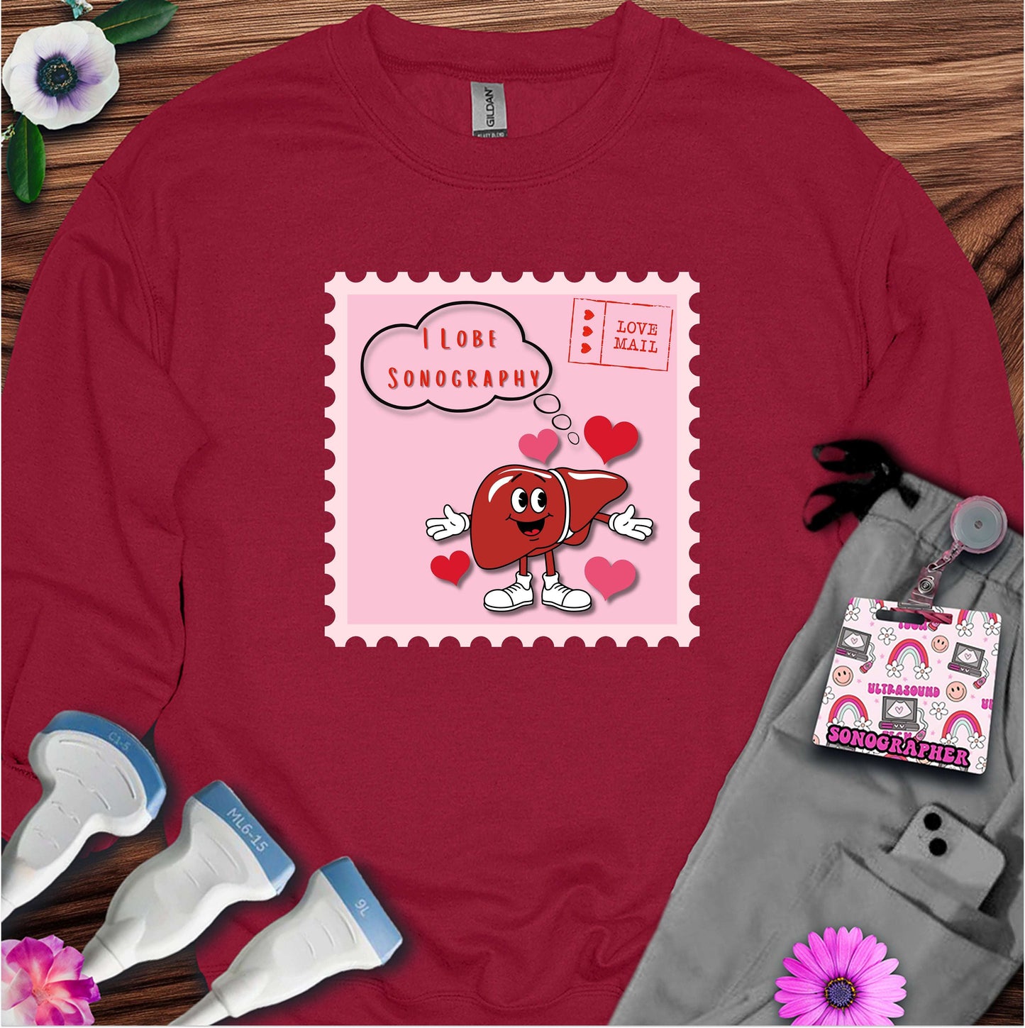 I Lobe Sonography Sweatshirt — Ultrasound Tech Valentine's Day Sweatshirt