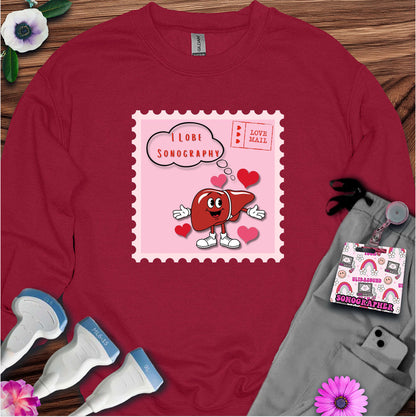 I Lobe Sonography Sweatshirt — Ultrasound Tech Valentine's Day Sweatshirt