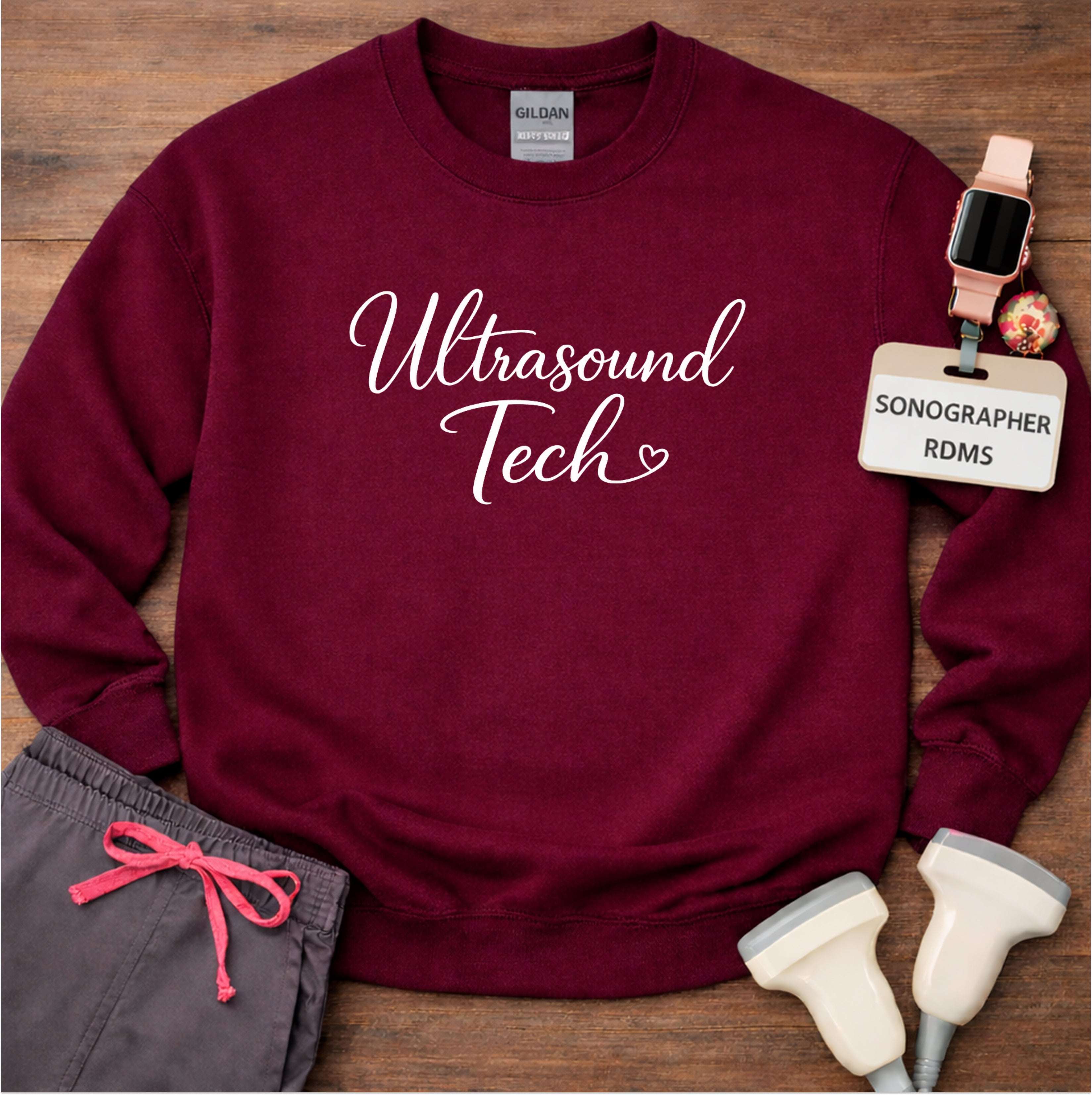 US Tech Elegant Script Heart Sweatshirt