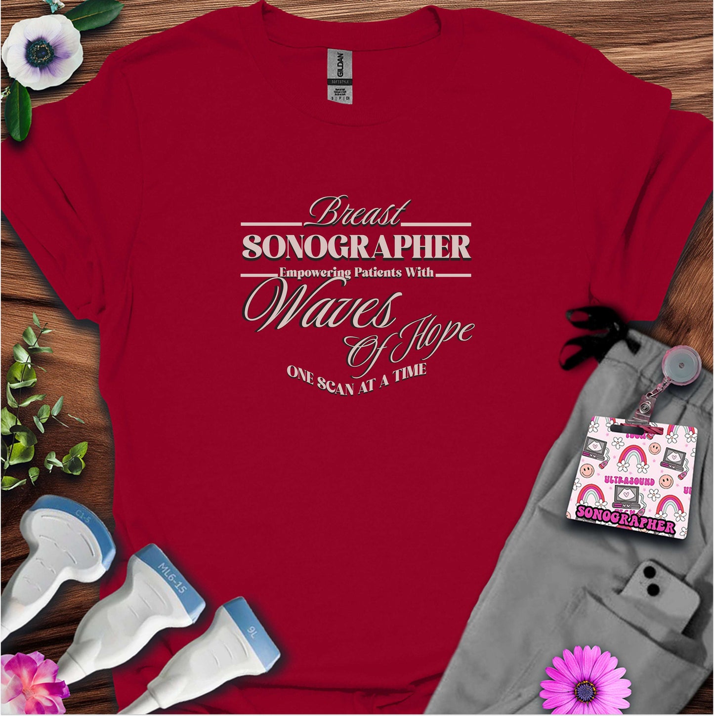"Empowering Patients, Breast Sonographer" T-shirt