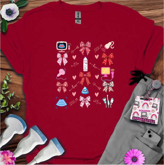Valentine Pattern Sonography T-Shirt — Ultrasound Tech Valentine's Day Tee