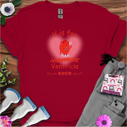 V is for Ventricle (Not Valentine) Sonography T-Shirt — Ultrasound Tech Valentine's Day Tee