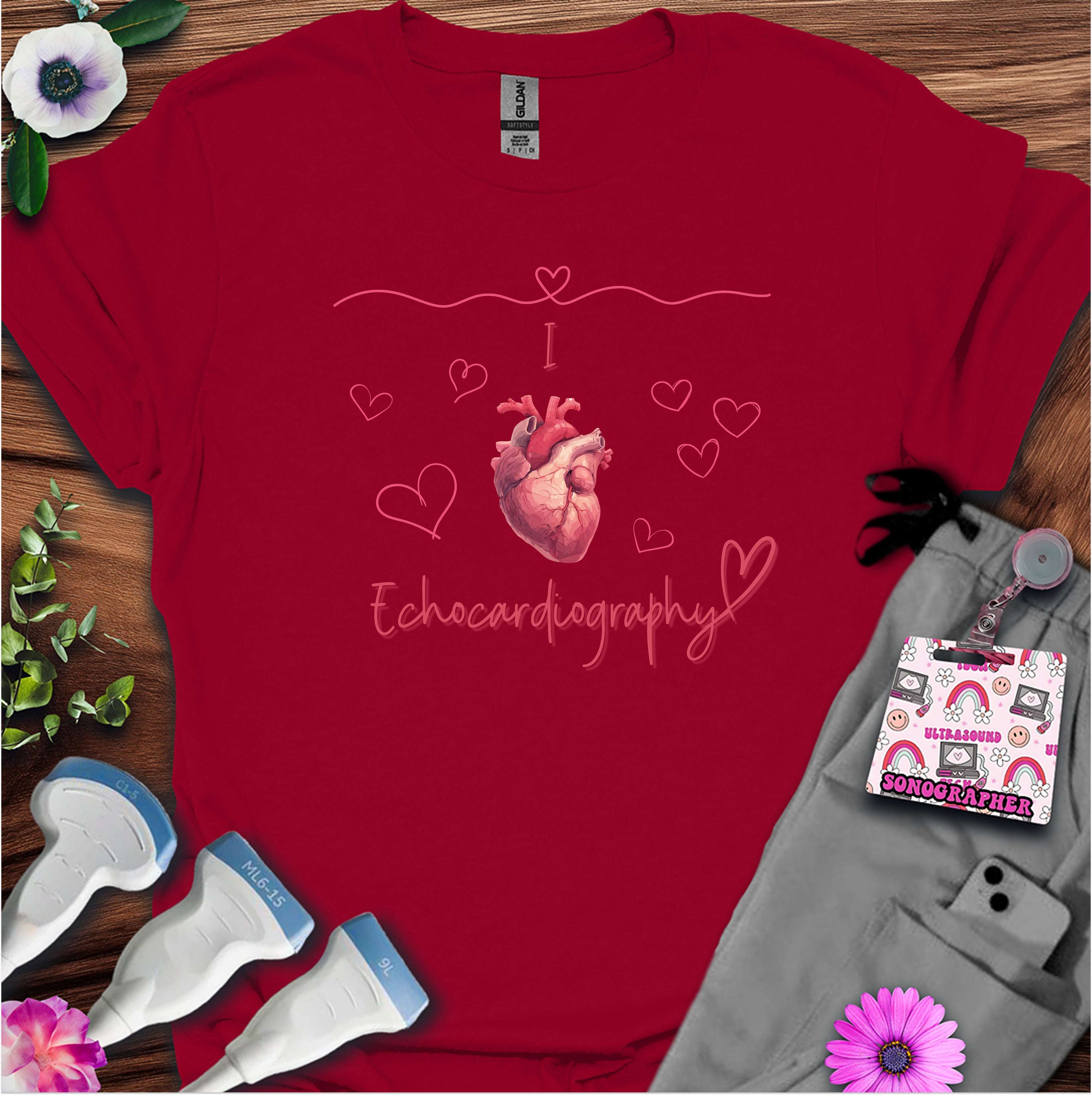 I Heart Echocardiography T-Shirt — Ultrasound Tech Valentine's Day Tee