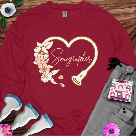 "Floral Sonographer Heart" Sweatshirt