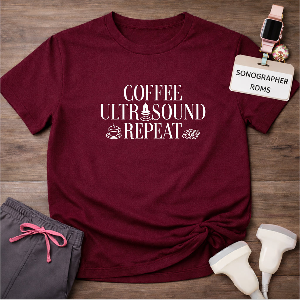 "Coffee Ultrasound Repeat ☕" T-Shirt