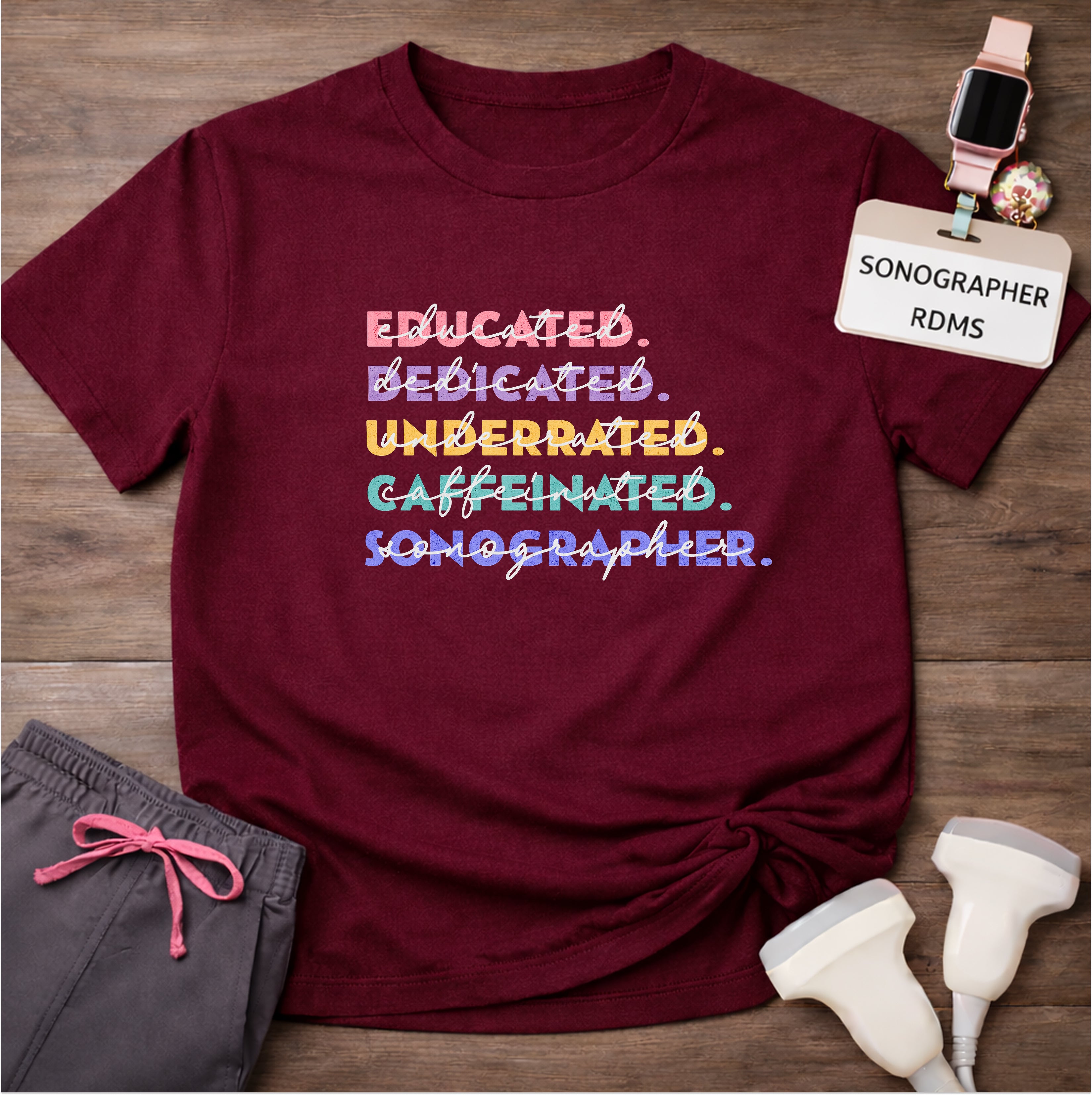 "Educated, Dedicated, Sonographer" T-Shirt