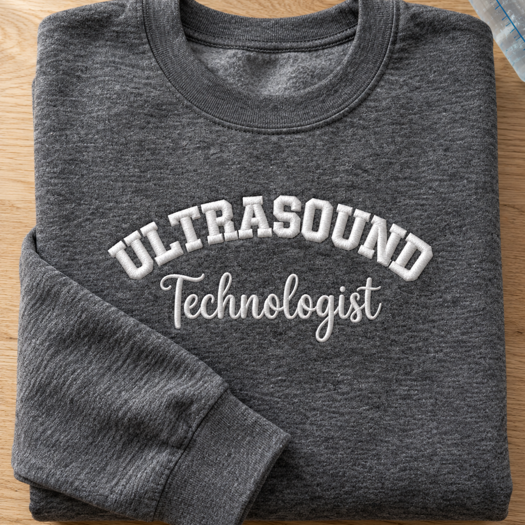 White Stitch Embroidered Ultrasound Technologist Crewneck Sweatshirt