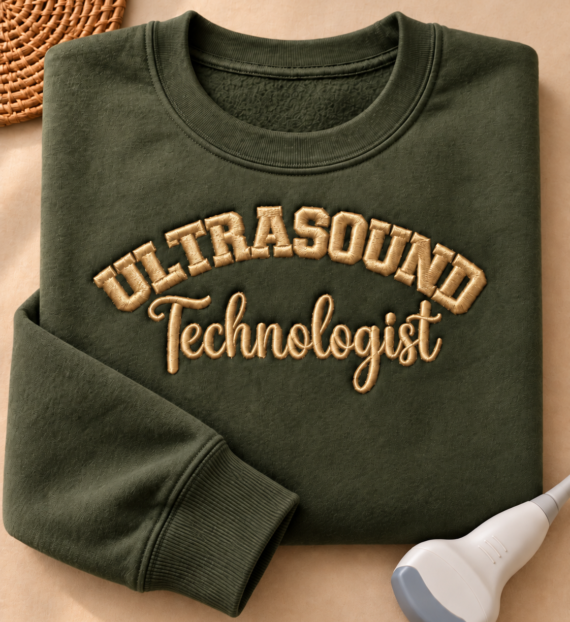 Gold Stitch Embroidered Ultrasound Technologist Crewneck Sweatshirt