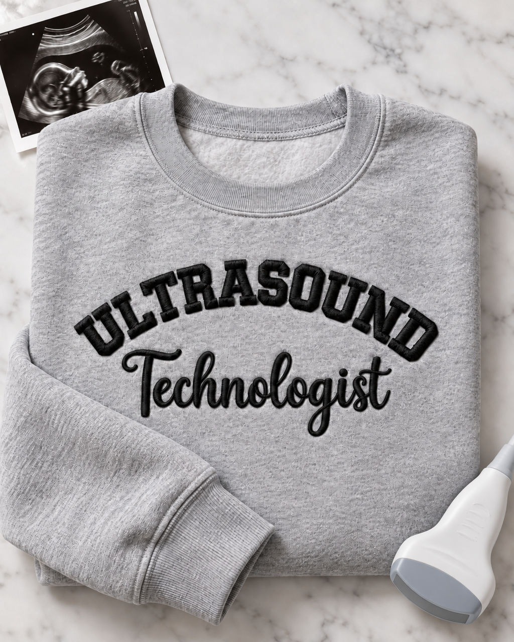 Black Stitch Embroidered Ultrasound Technologist Crewneck Sweatshirt
