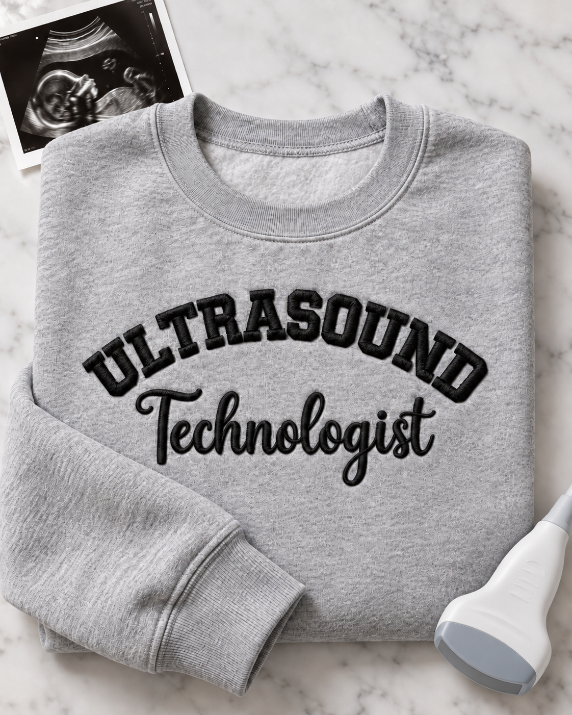 Black Stitch Embroidered Ultrasound Technologist Crewneck Sweatshirt