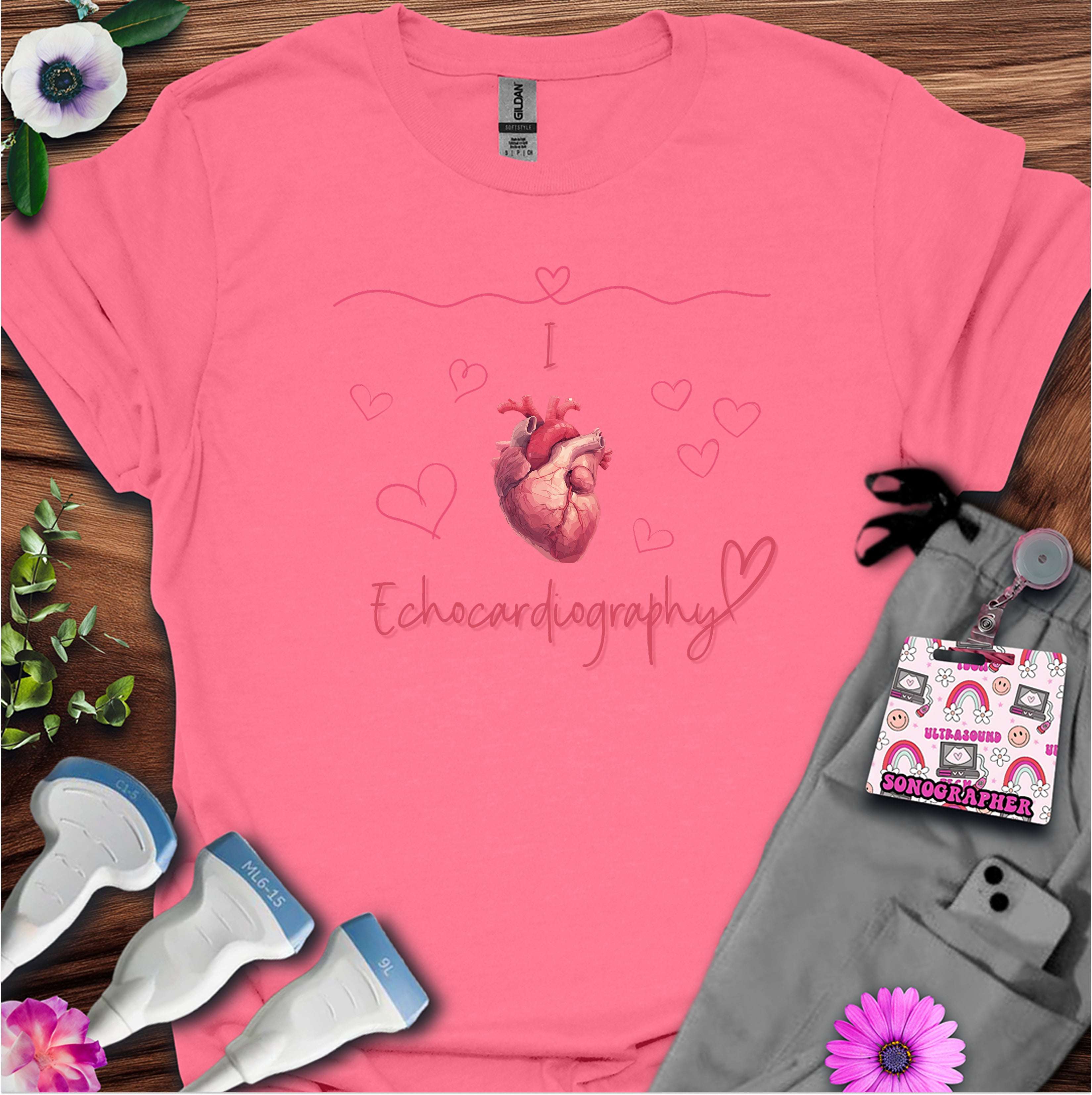 I Heart Echocardiography T-Shirt — Ultrasound Tech Valentine's Day Tee