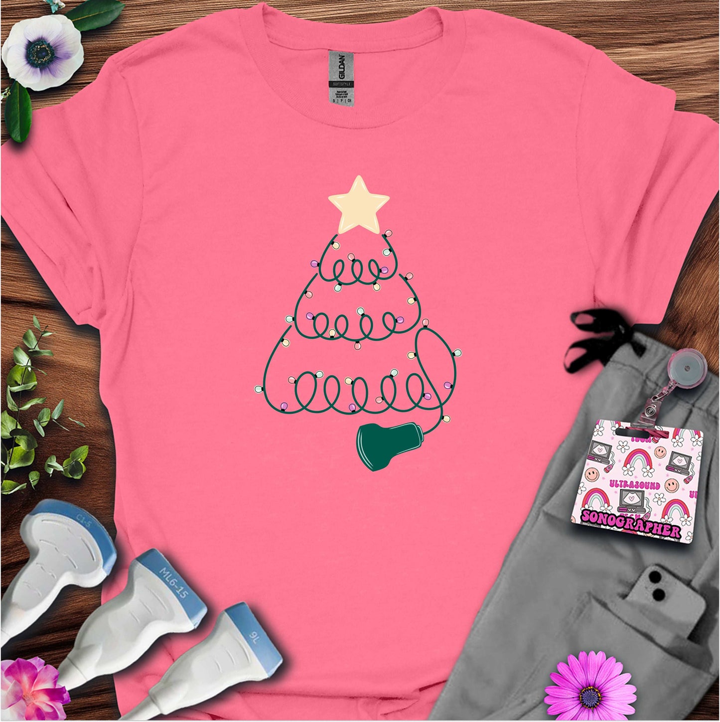 "Sonographer Christmas Tree" T-shirt