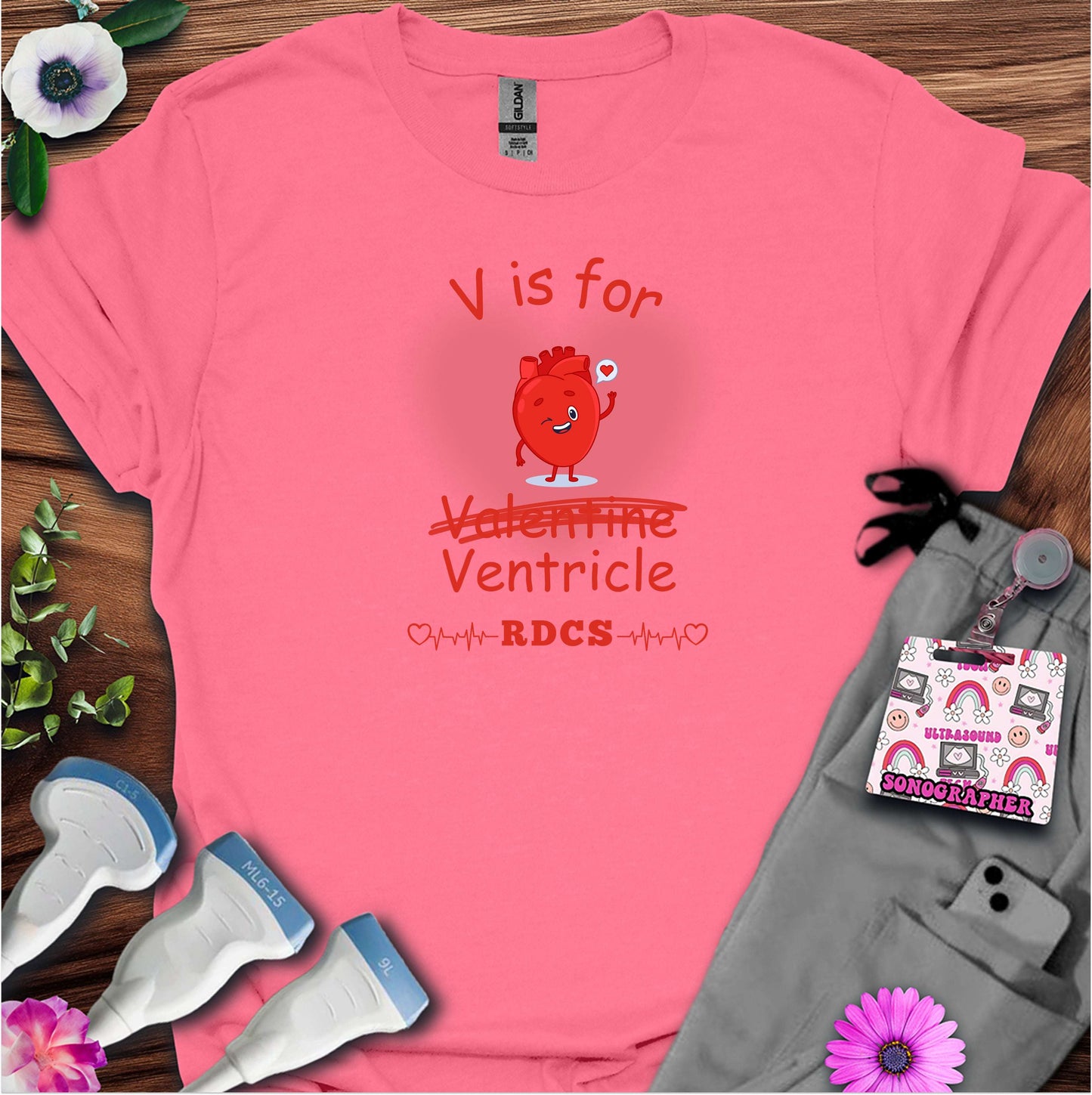 V is for Ventricle (Not Valentine) Sonography T-Shirt — Ultrasound Tech Valentine's Day Tee