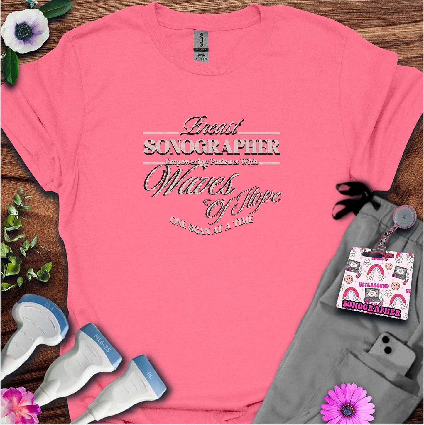 "Empowering Patients, Breast Sonographer" T-shirt