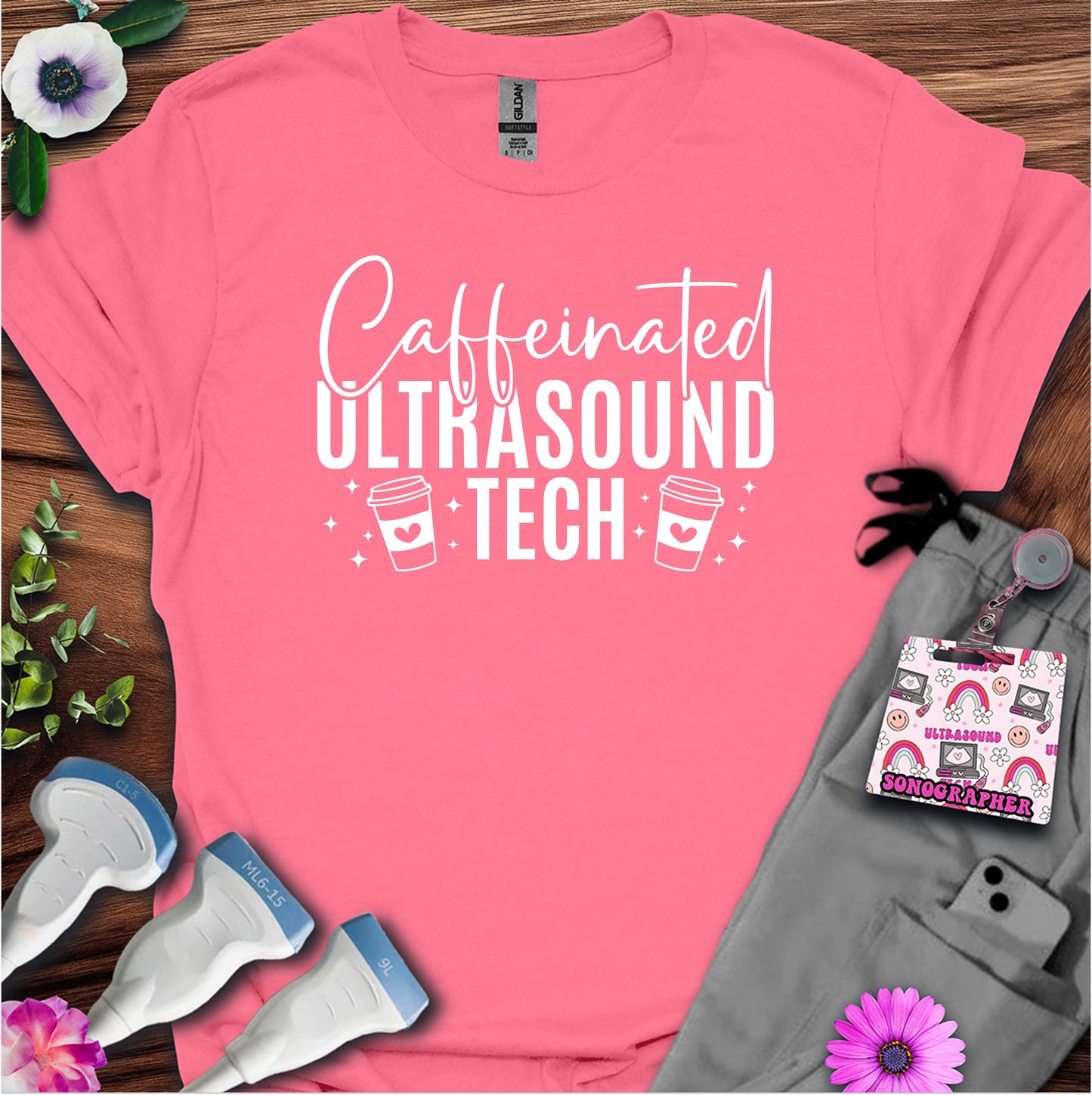 "Caffeinated Ultrasound Tech ☕" T-Shirt